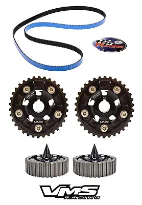 Black Vms Cam Gears + Gates Racing Timing Belt + Spiked Bolts Honda Prelude H23 • $224.95