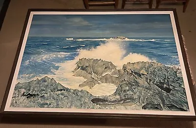 Vintage Hawaiian Ocean View Oil Painting Chicago Artist Masterpiece W Rockar WGN • $5200