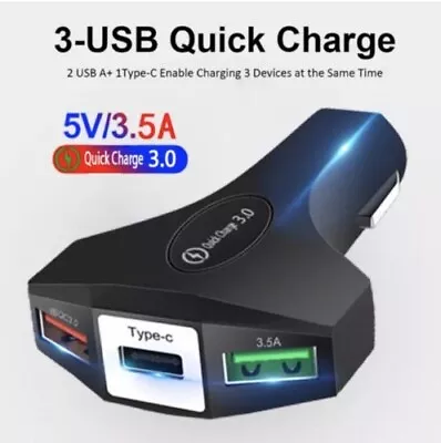 Fast Car Charger Qc 3.0 Car Charger 3port Including Usb-c Port Au Stock • $14.99