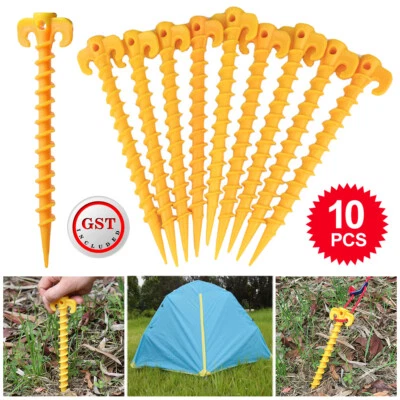 $13.03 • Buy 10x Stakes Plastic Spiral Ground Tarp Nails Screw Tent Pegs Outdoor Camping AU