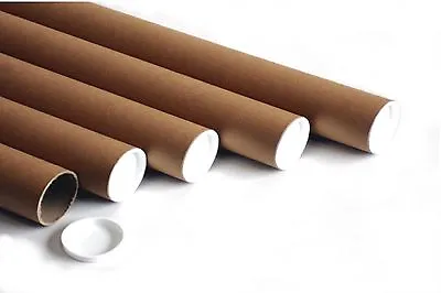 Postal Tubes - Quality Extra Strong Cardboard A4 A3 A2 A1 A0 + Plastic End Caps • £7.35