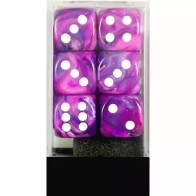 Chessex Dice D6 Set 16mm Festive Violet W/ White Pips 6 Sided Die 12 CHX 27657 • $9.78