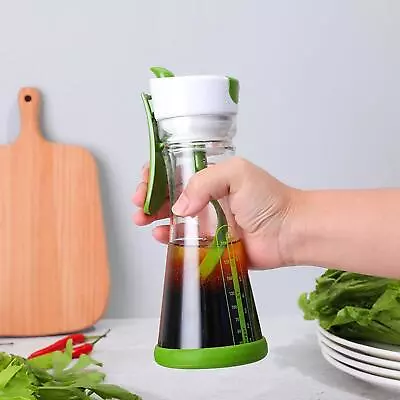 Salad Dressing Shaker Bottle With Press Handle Leak Free • £9.77