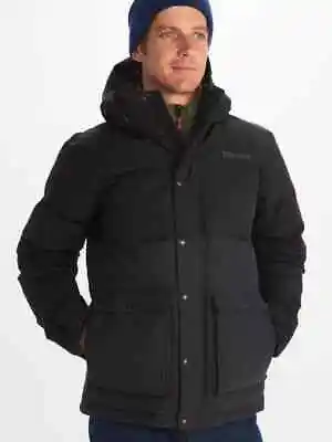 MARMOT Black Fordham Down Filled Full Zip Hooded Jacket NEW MSRP $325 Large • $149.99
