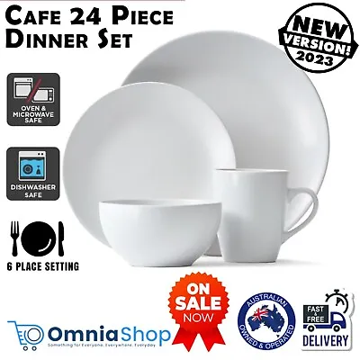 $47.97 • Buy 24 Pieces Dinner Set Home Stoneware Kitchen Starter Kit White Plates Bowls Mugs