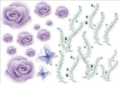 $5.39 • Buy Purple Rose Artwork Kids Living Room Decor Wall Sticker Decal 15 W X 23 H