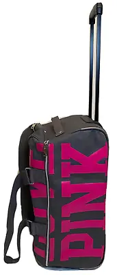 VICTORIA'S SECRET Rare LOVE PINK Grey ROLLING CARRY ON Wheel DUFFLE BAG Luggage • $179