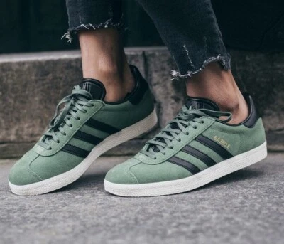 $49.99 • Buy Adidas Orginals Size 6 WomensTrace Green & Black Lace Up Gazelle Sneakers Shoes