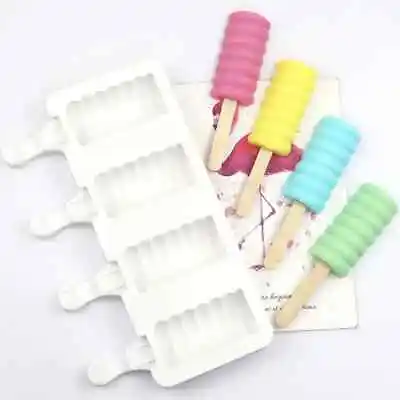 Silicone Swirl Ice Cream Mould Popsicle Ice Lolly Frozen Dessert Maker Tray 4 • £3.77