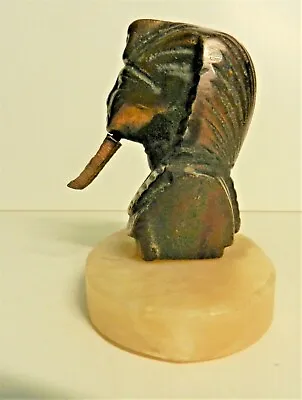 Cdx-62 -- Ancient Egypt Repro King Tut Bronzed Pot Metal Alabaster  Base 4  H • $26