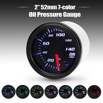 LED 2  52mm 7 Color Digital Display 140 PSI Oil Pressure Gauge With Sensor Auto • $43.99