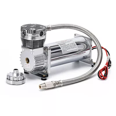 $128.99 • Buy 480C Single Compressor CHROME 200 Psi Air Ride Suspension Train Horns 3/8 NPT