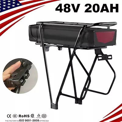 48V 20Ah Rear Rack Lithium Ion Ebike Battery With Rack Charger For 1500W Motor • $249.99