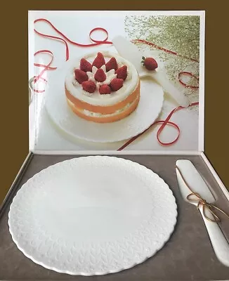 Mikasa Bone China White  Silk Cake Plate + Server B2050 In Original Box Japan • $25