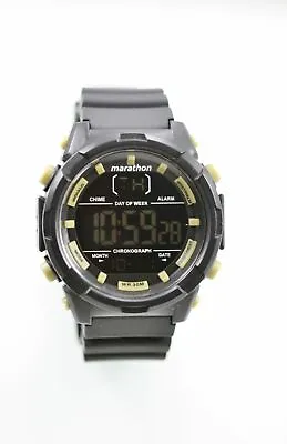 Marathon TW5M21100 Men Watch Light 24h Alarm Chro Date Black Plastic 30m Quartz • $53.91