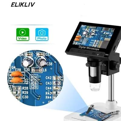Elikliv 1000X Digital Microscope With Screen 4.3'' LCD PCB Repair Coin Magnifier • $35.99