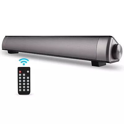 Bluetooth 5.0 Soundbar TV Stereo Sound Black With AUX/RCA Output Remote Control • £20.89