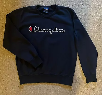 Champion  Men's Navy Sweatshirt/Jumper Size 'Small' - Embroidered Logo • £14.89