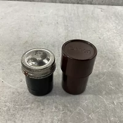 Lot Of 2 Vintage Film Canisters Brown Plastic Canon + Black Silver Metal Kodak • $29.95