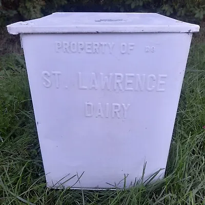 Vintage Milk Porch Galvanized Steel White Dairy Box St. Lawrence Dairy  • $38