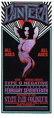 Pantera Concert Handbill Flyer-arminski Silkscreen-type O Negative-detroit 1995 • $205.53