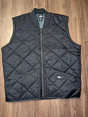 Dickies Diamond Quilted Vest Men's Large Black Sleeveless Worker Jacket  • $34.39