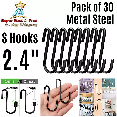Multipurpose S Shape Utility Hooks Stainless Steel S Shaped Hooks Hangers 30 Pcs • $15.74
