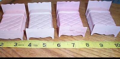 4 Vintage 1950s Marx Dollhouse Furniture Beds Pink • $10