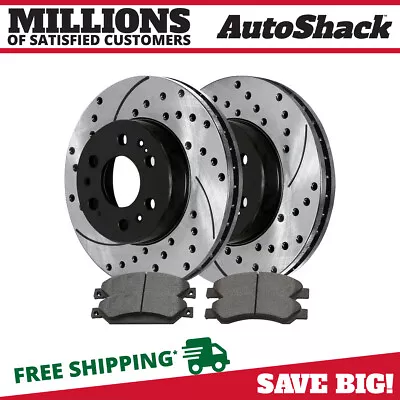 $133.34 • Buy Front Drilled Slotted Brake Rotors Black & Pads For Yukon Silverado 1500 5.3L V8