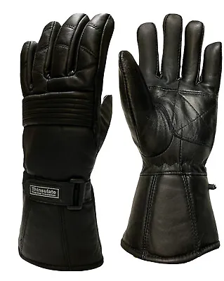  Motorcycle Leather Premium Gloves Winter Biker Sheep  Gauntlet Thinsulate  • $15.99