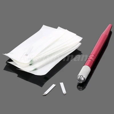 £4.51 • Buy Red Manual Embroidery Tattoo Pen Eyebrow Body Art Makeup & 12 Pins Needles Kit