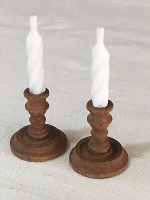 Wood Miniature Candlesticks For Dollhouse Fairy Garden Diorama & More • $12