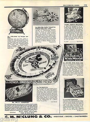 1957 ADVERT Slugger Baseball Game Toy Mickey Mouse Haunted House Jet Age Globe • £7.23