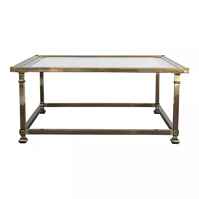 1970's Solid Brass Mastercraft Coffee Table With Glass Top BRASS COFFEE TABLE • $1200