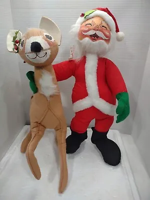 $39.99 • Buy Annalee Mobilitee 86 Christmas Santa & Reindeer Posable 18  Dolls Plush 1981 USA