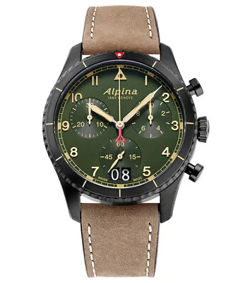 £739 • Buy Alpina Brown Mens Chronograph Watch Startimer Pilot AL-372GR4FBS26