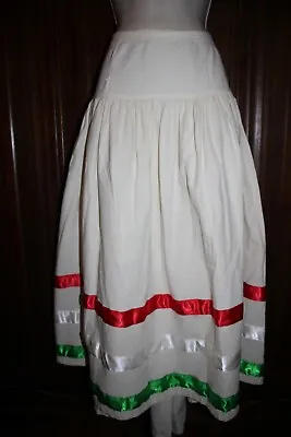 Mexican Ribbon Skirt L/XL/1X Folk Dance Festival Traditional Peasant Handmade? • $49.66
