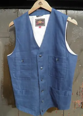 Joe Browns Size Uk 40 Mens Lined Blue Smart/Casual Waistcoat Button-Up 4 Pockets • £14.50