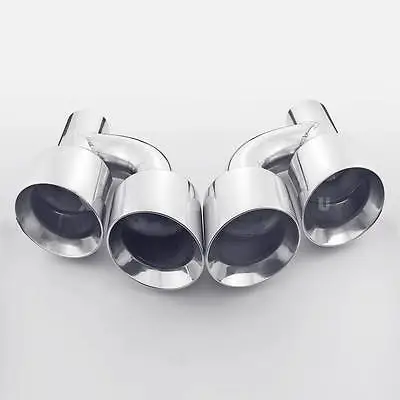 Pair QUAD 4  Out 2.25  In Dual Wall Angle Cut Offset 304 Stainless Exhaust Tips • $203.97
