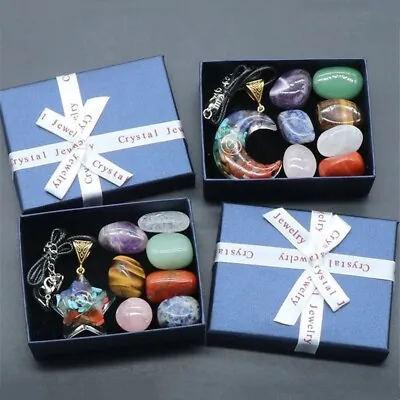 Set Healing Chakra Crystals Crystal Gemstone Gift Reiki Tumble Stones Xmas Gift • £8.36