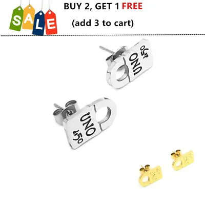 UNO De 50 Earrings Unisex Men Women's Stainless Steel Padlock Logo Stud Jewelry • $9.99