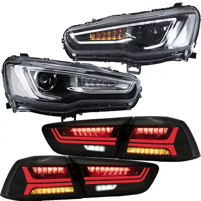 VLAND LED Headlights+Tail Lights For 2008-2020 Mitsubishi Lancer Sequential Set • $854.99