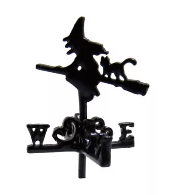 Dollhouse Halloween Weathervane Witch On Broom Black Cat Haunted House Miniature • $19.95