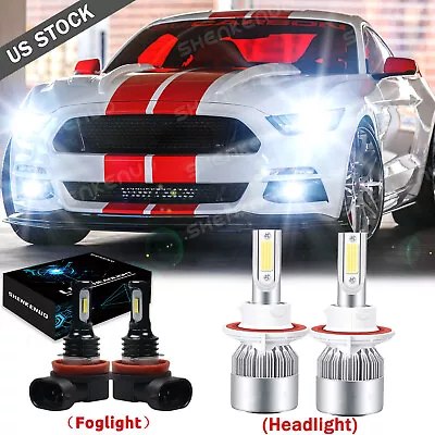 For Ford Mustang 2005-2012 White LED Headlight High Low Fog Light Bulbs Combo-4x • $29.13