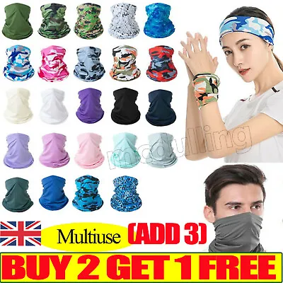 Face Mask Covering Scarf Bandana Ice Silk Breathable Neck Tube Gaiter Snood Mens • £2.90