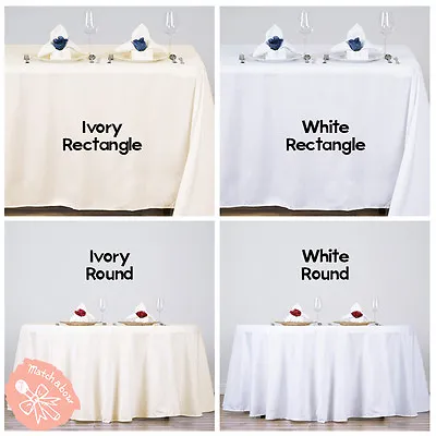 10 Pcs Polyester Tablecloth Bulk For Party Choose White Ivory Round Rectangle • $55.68