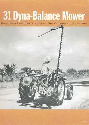 Massey Ferguson MF 31 Belt Drive Dyna Balance Sickle Mower Dealer Sales Brochure • $14.50