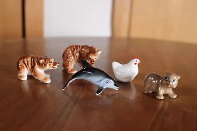 Mixed Lot Of 5 Miniature Porcelain Animal Figurines Some Maybe Hagen Renaker... • $11.99