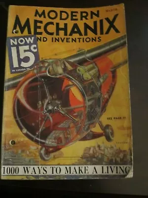 Modern Mechanix And Inventions Magazine March 1933 1000 Ways To Make A Living • $19.99