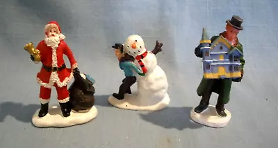 Vintage Village Figures~santa Claus Boy W/snowman Man W/dollhouse~3 Pcs~lemax • $12.99